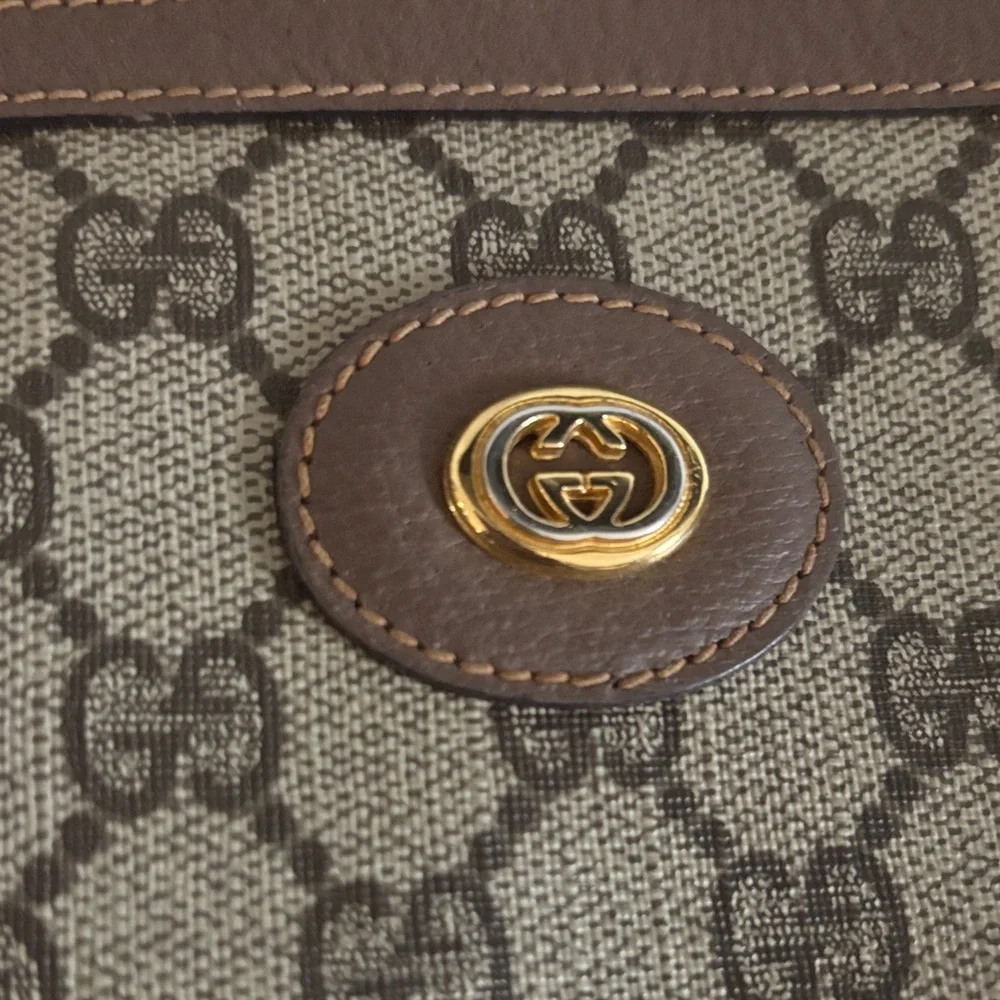 Gucci Beige and Brown Monogram Wristlet Pouch - Picture 2 of 9
